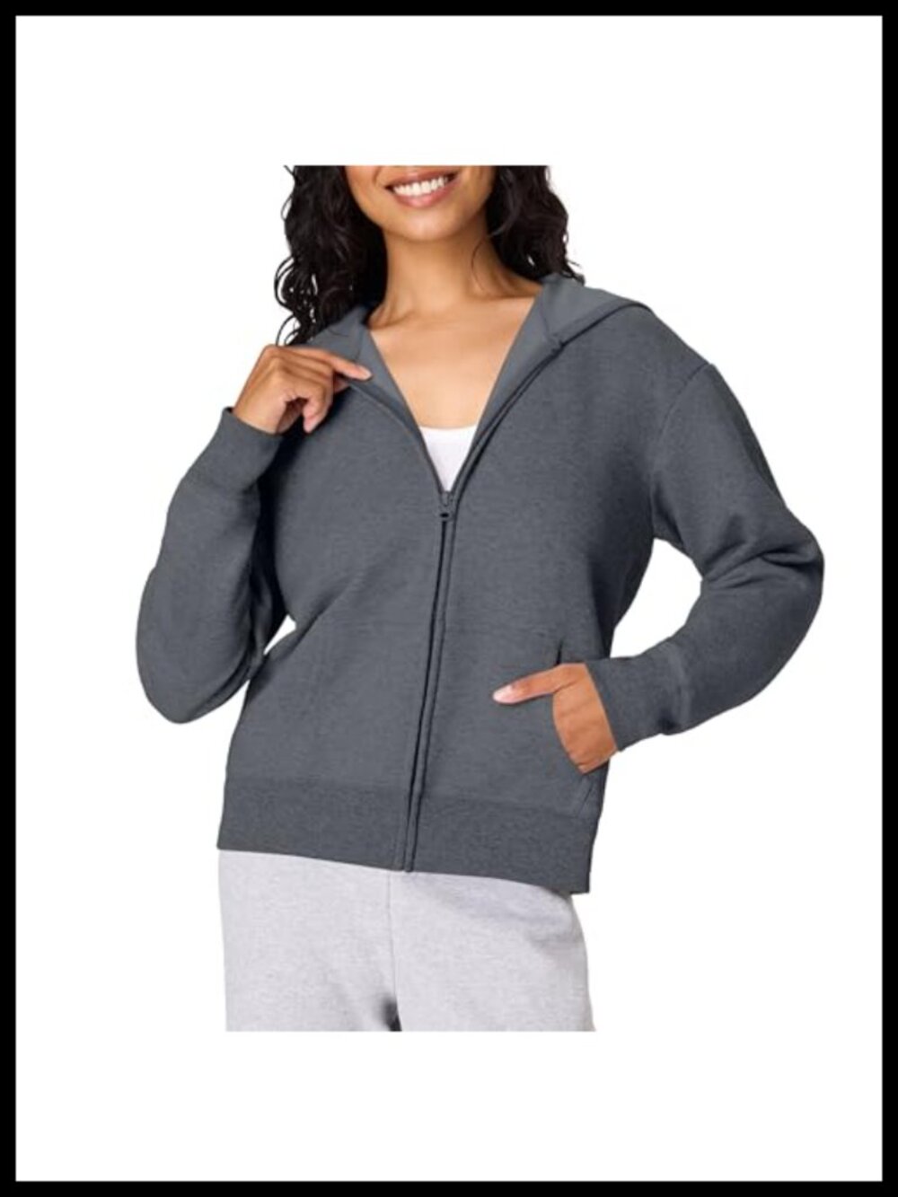 Hanes EcoSmart Fleece Full-Zip Hoodie Midweight Sweatshirt Zip-Up Women's